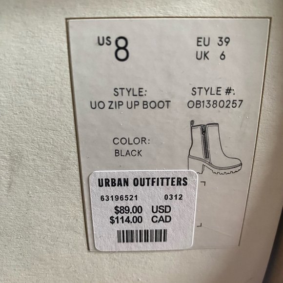 Urban Outfitters Black Zip-Up Boots Size 8 - Picture 8 of 8